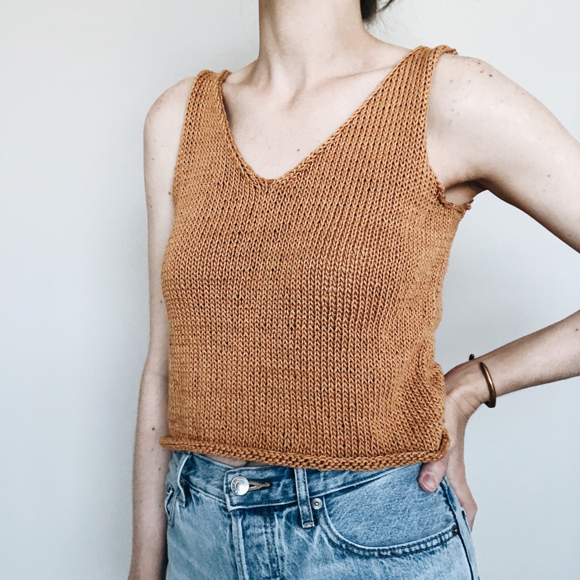 Knitting Pattern The Ella modern cropped v neck sleeveless | Etsy