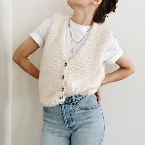 Knitting Pattern The Beverly modern chunky oversized sleeveless v neck knit sweater vest slipover top jumper easy knitting pattern image 5