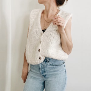 Knitting Pattern The Beverly modern chunky oversized sleeveless v neck knit sweater vest slipover top jumper easy knitting pattern image 2