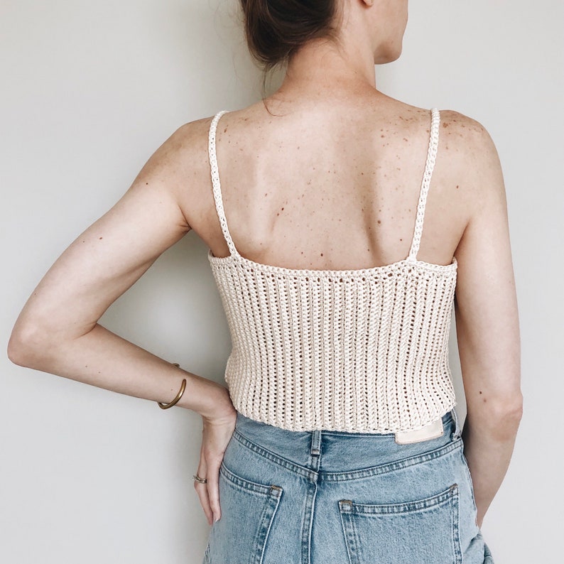 Crochet Pattern The Audrey modern cropped ribbed sleeveless knit pullover camisole tank top spring summer easy crochet pattern image 5