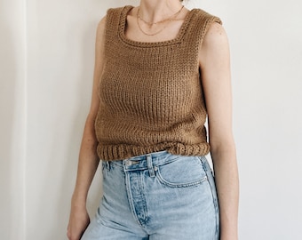 Knitting Pattern | The Laurel | classic square neck sleeveless knit pullover vest tank top slipover easy knitting pattern