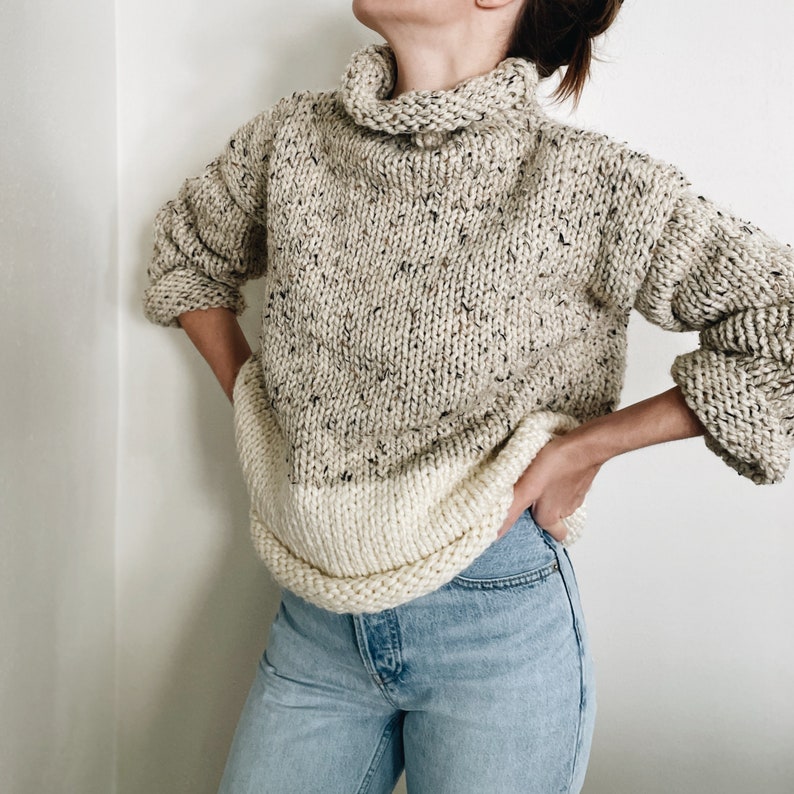 Knitting Pattern The Knolls modern chunky roll neck knit pullover sweater jumper easy knitting pattern image 3