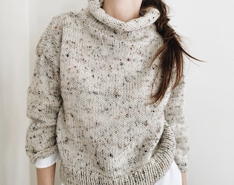 Patrón de tejido / Chelsea / Suéter de punto moderno, ligero y con cuello vuelto, patrón de tejido fácil