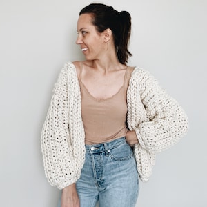 Crochet Pattern The Elaine modern chunky ribbed oversized knit cardigan sweater jumper easy crochet pattern zdjęcie 4