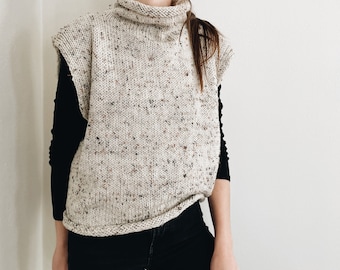 Knitting Pattern | The Miller | lightweight oversized sleeveless roll neck knit sweater vest slipover top jumper easy knitting pattern