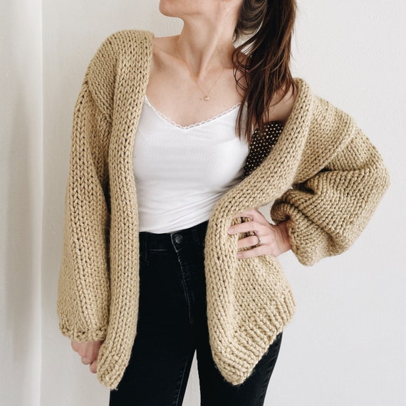 Knitting Pattern the Cannady Modern Chunky Oversized Cardigan Sweater Jumper  Easy Knitting Pattern 