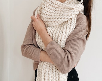 Crochet Pattern | The Graham | chunky long oversized ribbed scarf easy crochet pattern