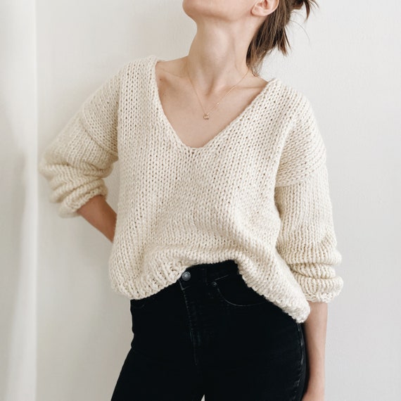 Knitting Pattern the Carrie Modern Chunky Oversized V Neck Knit