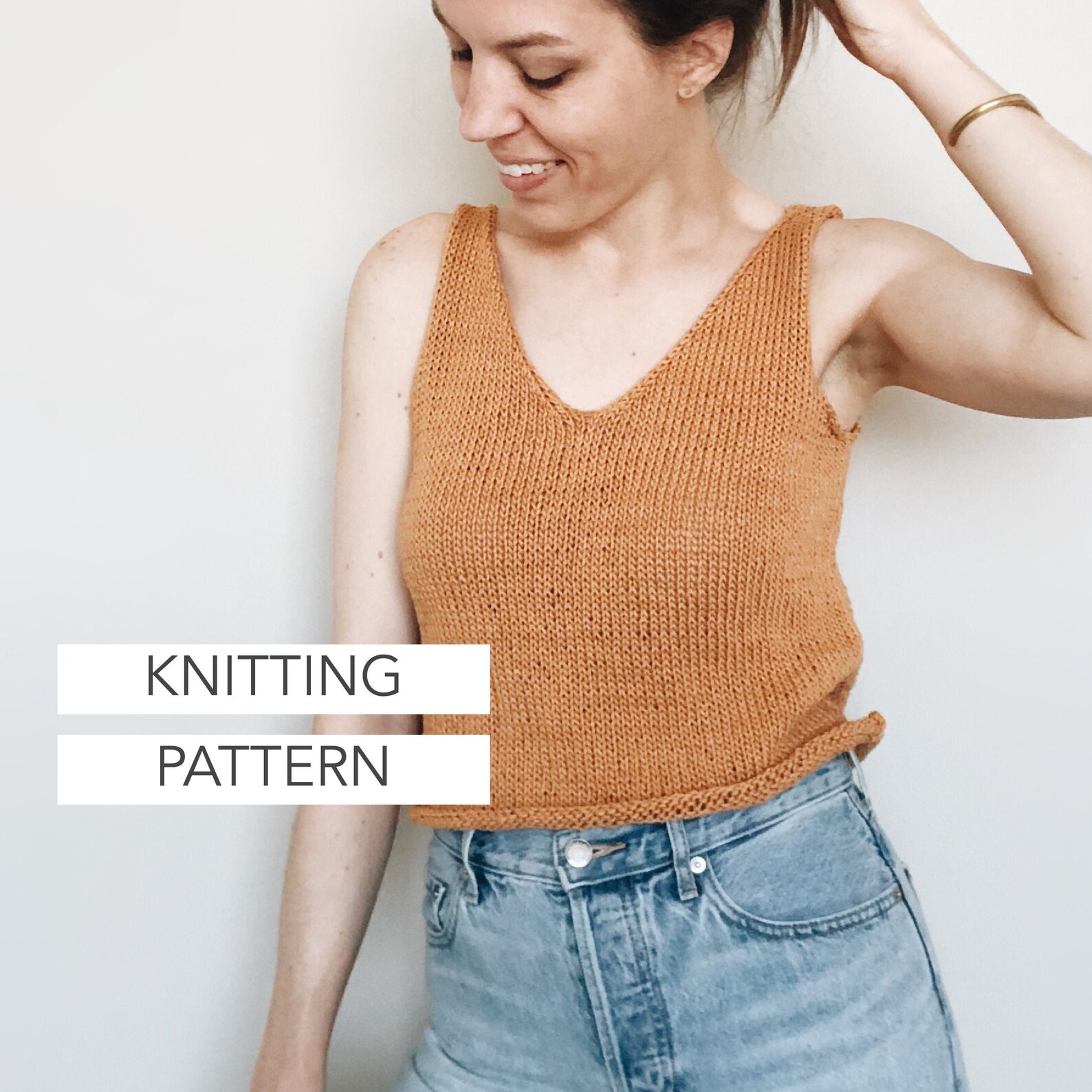 Knitting Pattern The Ella modern cropped v neck sleeveless | Etsy