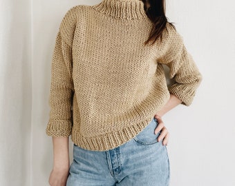 Strickmuster | Der Riley | Klassische zeitlose Rollkragen Rollkragen Grobstrick Pullover Pullover Pullover mit Rollkragen Einfache Strickanleitung