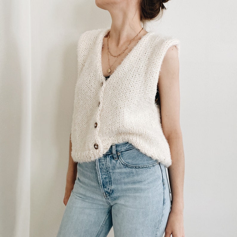 Knitting Pattern The Beverly modern chunky oversized sleeveless v neck knit sweater vest slipover top jumper easy knitting pattern image 1