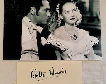 Corte de assinatura autografado por Bette Davis e foto 5x7 COA #BD75257