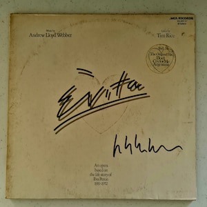 Andrew Lloyd Webber Autographed &#39;Evita&#39;  LP COA #AW99945