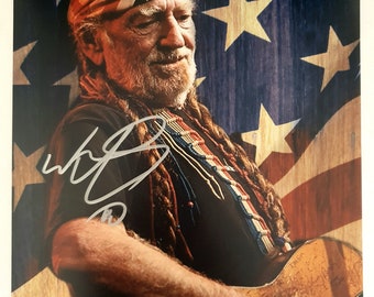 Foto autografada brilhante 8x10 de Willie Nelson, COA #WN22584