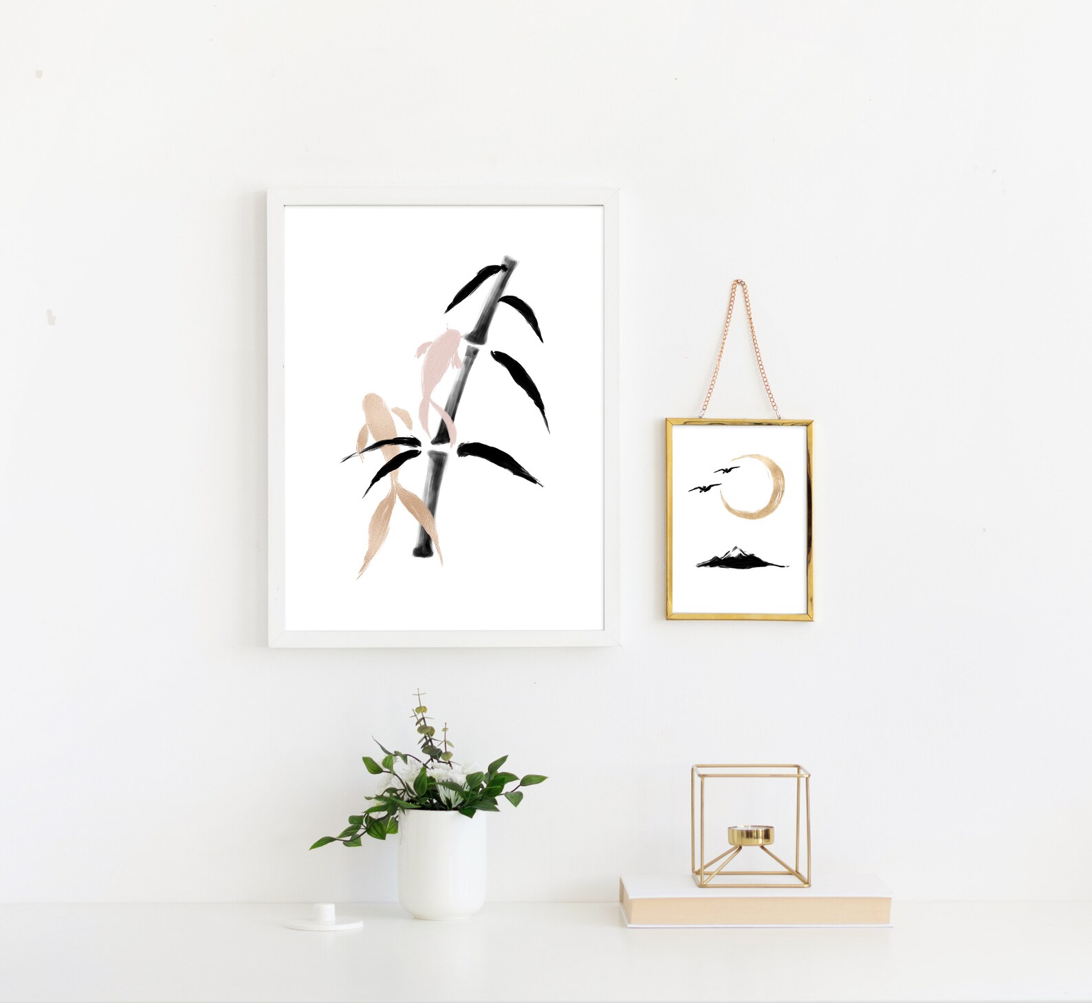 Asian Print Asian Wall Art Japanese Art Black and Gold Wall Art Bamboo