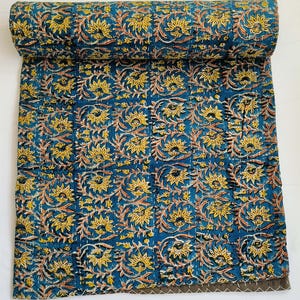 Premium Bagru Hand block Print Quilt Handmade kantha Quilt Indian Print Light Weight Bedding Quilt Christmas Gift Winter Blanket Home Decor