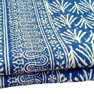 Hand Block Print Indigo Kantha Bed Cover at 1650.00 INR in Jaipur | Dvk