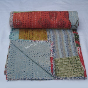 Handmade kantha quilt vintage jaipuri quilt 100% cotton Patchwork kantha quilt queen twin size