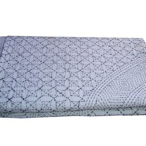 Indische handgemachte weiße Kantha Quilt weiße königliche Quilt-schwere Arbeit Baumwolle Tagesdecke Bettwäsche Königin