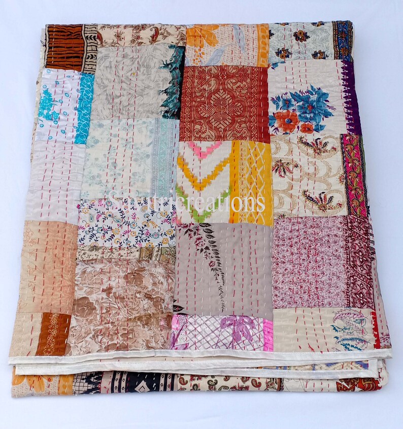 INDIAN COTTON KANTHA QUILT TURQUOISE BLANKET GUDARI QUEEN BLANKET THROW DECOR INDIAN COTTON KANTHA QUILT TURQUOISE BLANKET GUDARI QUEEN BLANKET THROW DECOR