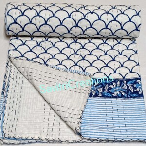 Indian Kantha Quilt Kantha Bedspread Indian Cotton bed cover Kantha Quilts cotton Kantha Quilt Queen kantha Kantha Quilt