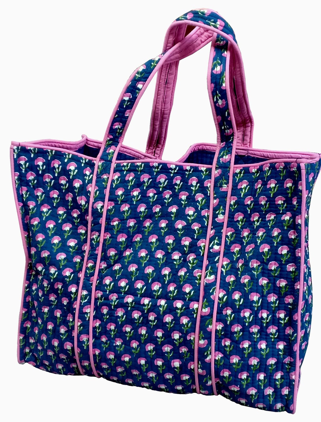 Indian Cotton Quilted Bag Block Printed Beach Bag Stylish Etsy