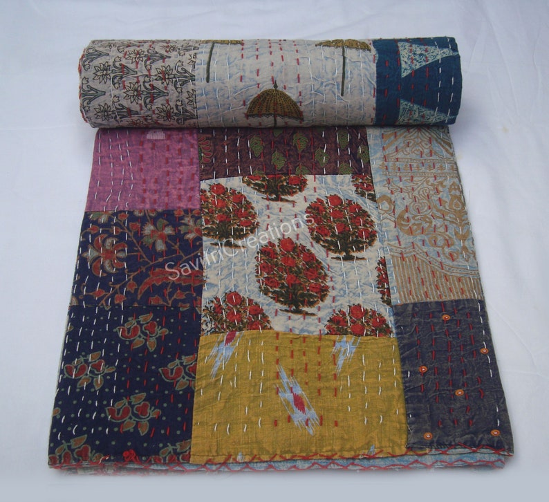 Vintage Handmade Patchwork Quilt Queen Size/twin Etsy