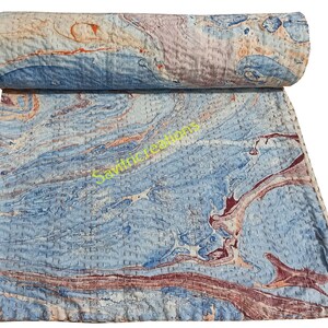 Queen Size Block Print Kantha Quilt, Kantha Bedspread, Indian Kantha Throw, Indian Cotton Kantha Quilts, 100% cotton Kantha