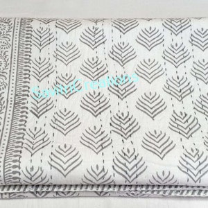 Handblock Printed Quilt Handmade kantha Quilt Indian Kantha Quilt Indian Print Summer Winter Cotton Bedspread Indian Light Weight Bedding