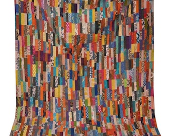 Vintage Kantha Quilt, Streifen Patchwork Decke, Wendebettwäsche