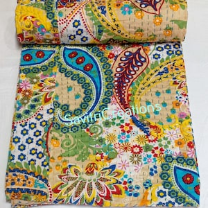 Indian Kantha Quilt Kantha Bedcover Throw Cotton Blanket Gudari Twin And Queen Size Kantha Quilt King Size kantha Quilt