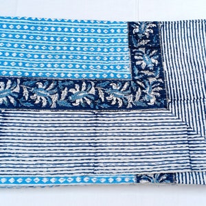 Handmade Indian Kantha Quilt Blue kantha bedspread cotton quilt kantha throw Indian Kantha Quilt bed cover