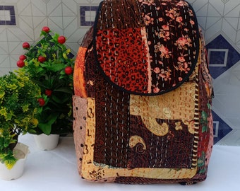 Vintage Kantha Quilt Patchwork Cotton Indian Laptop Bag Hand Bohemian Hippie Tote Backpack