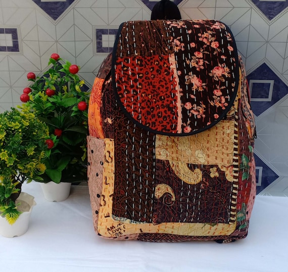 Vintage patchwork backpack Bohemian Embroidered Patchwork Backpack: Vintage Banjara  main image 3