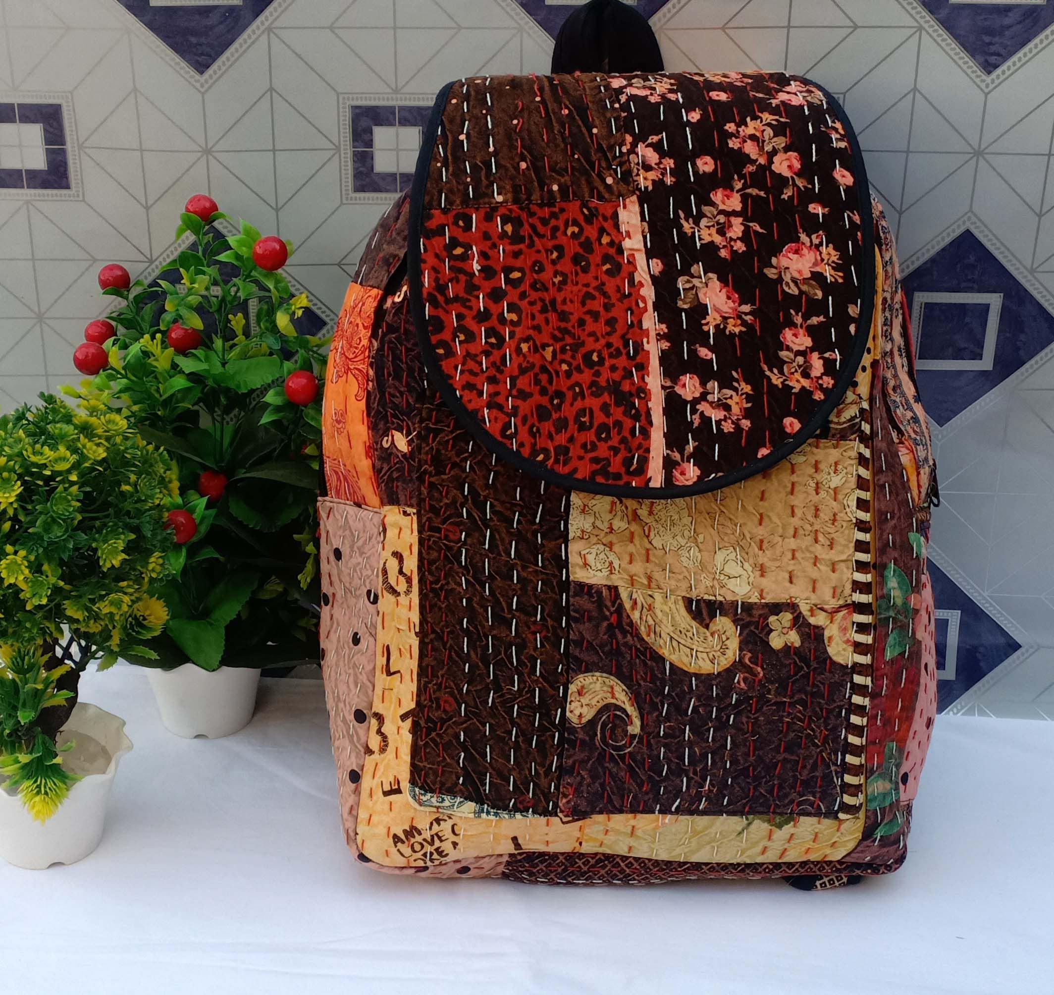 Vintage Kantha Quilt Patchwork Cotton Indian Laptop Bag Hand