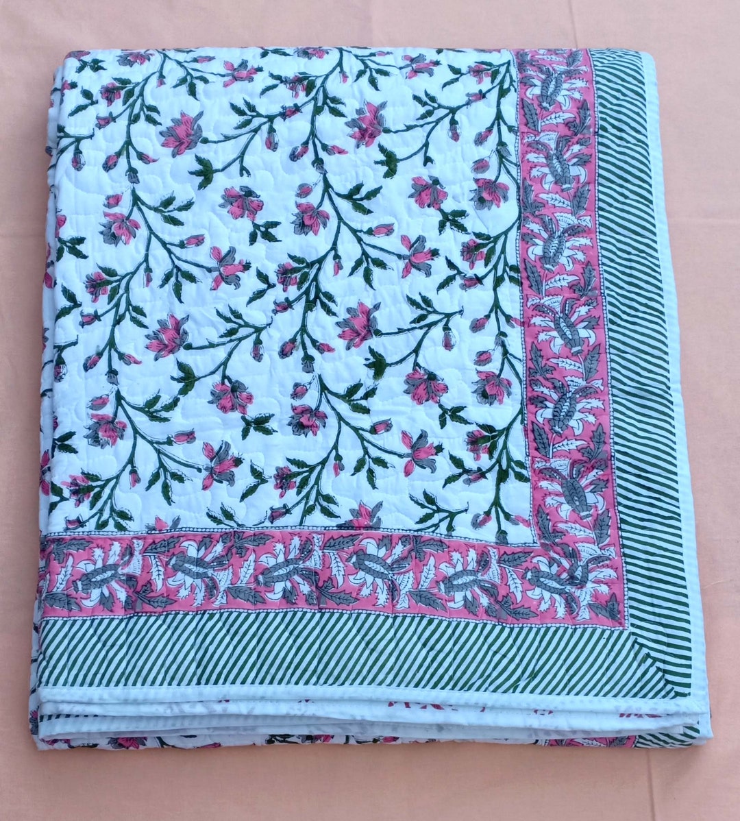 Indian Reversible Quilts Jaipuri Soft Quilt Hand Block Print Quilt Jaipuri Famous Quilt King