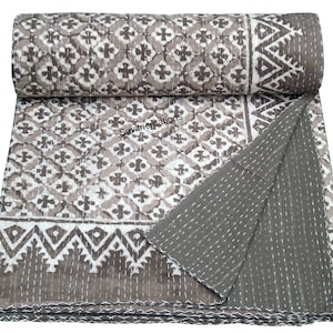 Indian Handmade Kantha Quilt Vintage Kantha Quilt Kantha Bedcover Cotton Blanket Gudari Queen And Twin Size Kantha Quilt