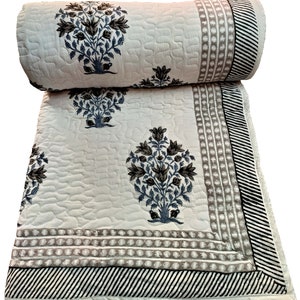 Indian Handmade Reversible Cotton Filled Quilts Jaipuri Razai Soft Quilt Hand Block Print Quilt Jaipuri Famous Quilt King size Quilt