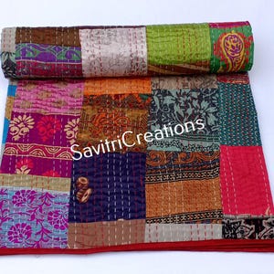 Indian handmade patchwork kantha quilt hippie Boho bedding bedspread vintage kantha blanket gudari