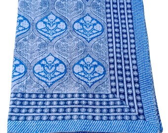 Kantha Quilt Unique Hand Stitched Cotton Throw Sustainable Bedding King Size Colorful Artisan Quilt