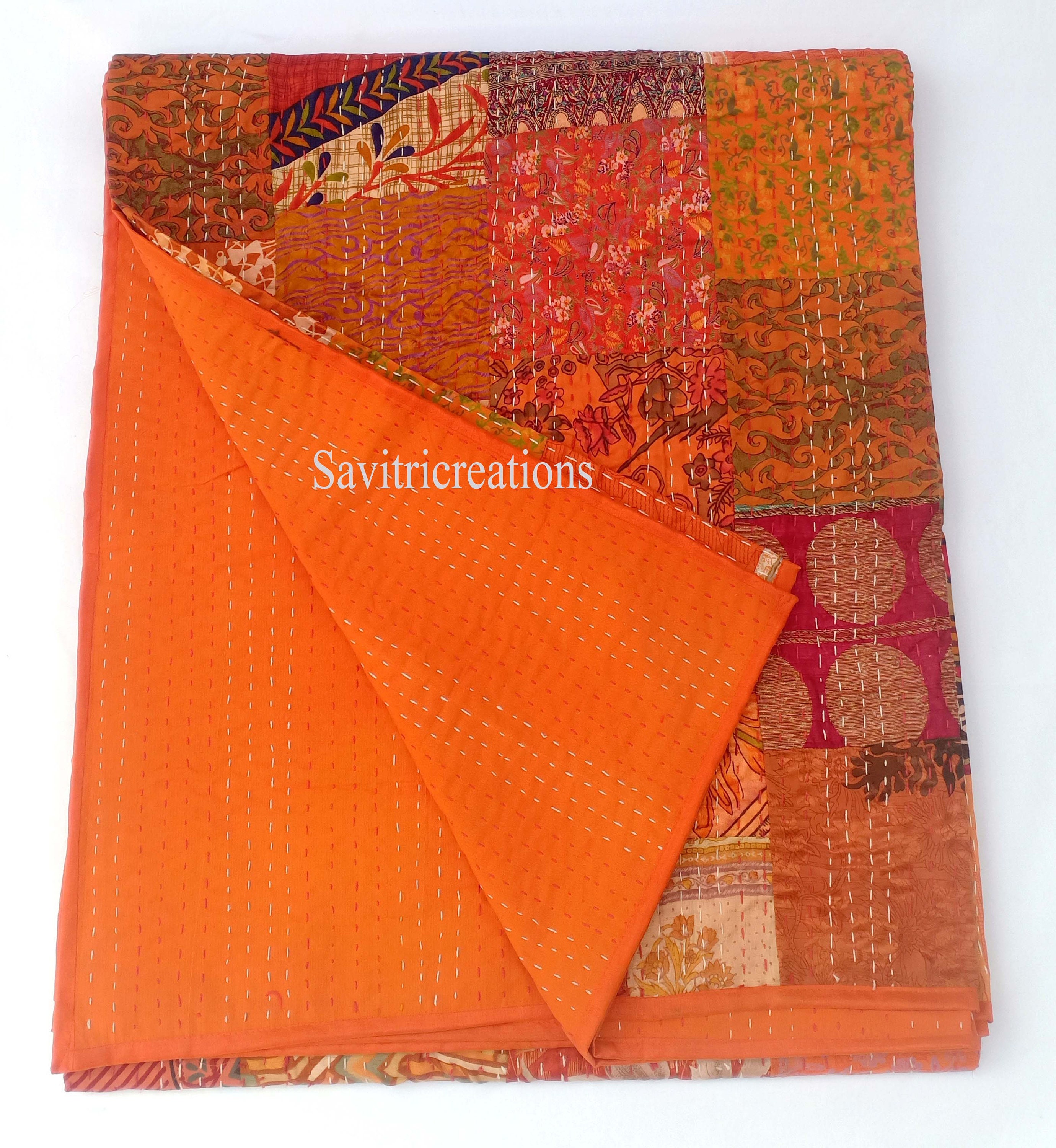 Assorted Patola Silk Kantha Blanket Bedspread Patchwork Kantha Etsy