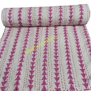 Indian Kantha Quilt Hand Stitched block Print Kantha Quilt Hippie Bohemian Blanket Throw Bedspread Decorative King Size Kantha Quilt