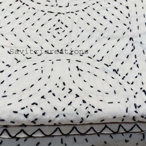 White Heavy Quilt Indian Handmade kantha quilt 100% Cotton Bedspread Home Decor Blanket hand stitched quilt vintage Gudari