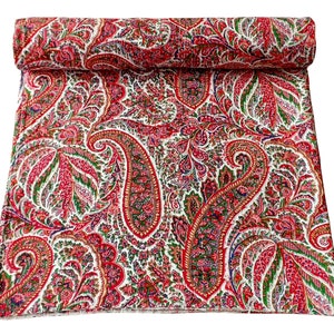 Red Kantha Quilt Handmade Quilt Handmade Cotton Comforter Kantha quilt Queen Red Quilt Kantha Bedspread Red Kantha Blanket