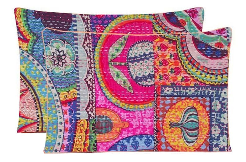 Kantha Quilt 100cotton Queen Size Indian Quilt Hand Stitched Etsy