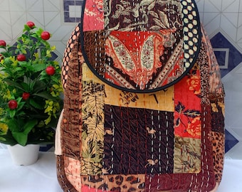 Indian Handmade Vintage Kantha Quilt Patchwork Cotton Indian Laptop Bag Hand Bohemian Hippie Tote Backpack