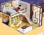 Assemble DIY Wooden House Toy Wooden Miniatura Doll Houses Miniature Dollhouse toys With Furniture LED Lights Birthday Gift