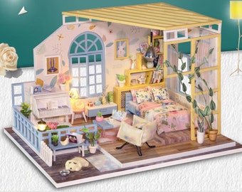 Casa de muñecas en miniatura de Tela Amarillo Bolso De Compras 