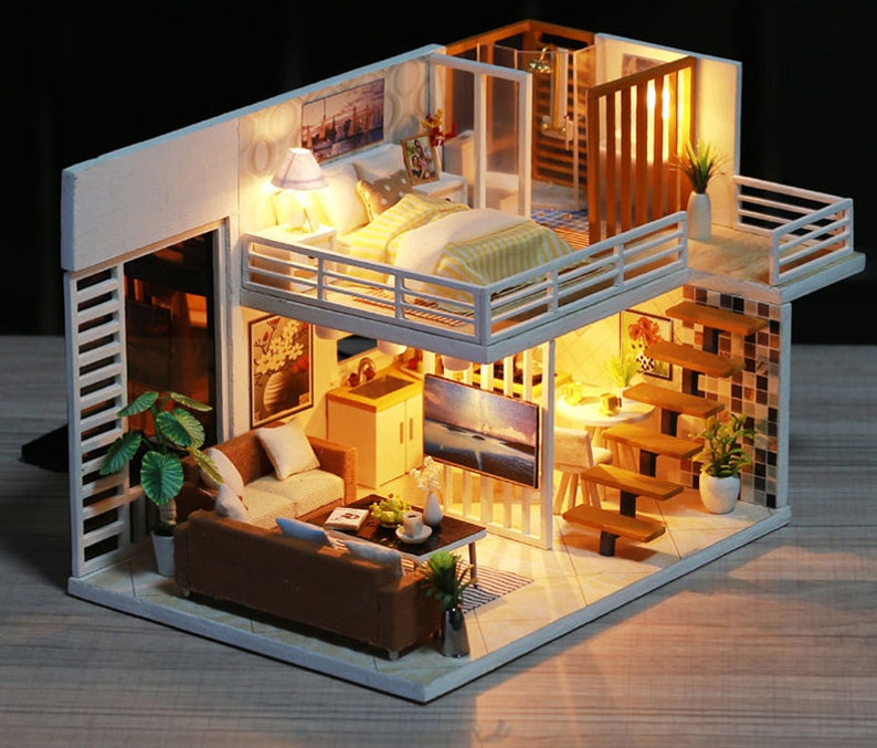 CUTEBEE Doll House Miniature Dollhouse With Furniture Kit Etsy
