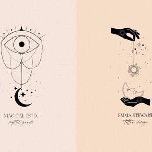 Esoteric Magic Mystical Logo Clipart, Black Celestial Moon Sun Logotype ...